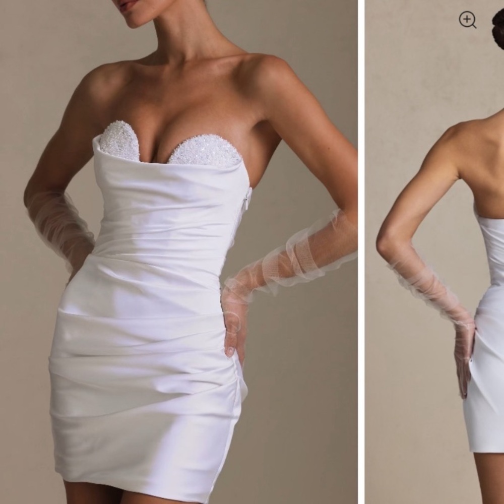 Oh Polly White Strapless Mini Dress